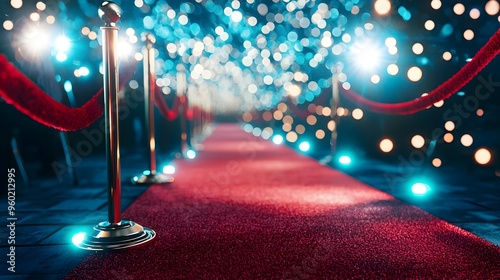 Glittering Red Carpet Premiere with Paparazzi Flashes and Velvet Ropes photo