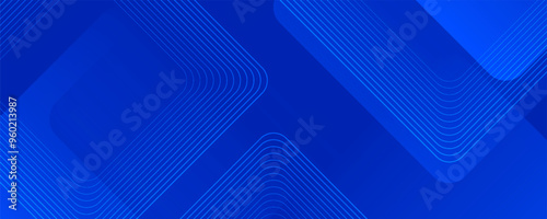 Abstract blue background with glowing geometric lines. Modern blue gradient square shape design. Futuristic technology concept. Suit for brochure, corporate, website, poster, banner, cover modern