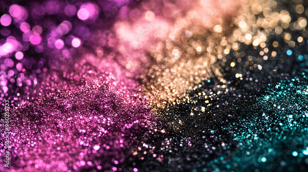 Vibrant and Shimmering Make-Up Textures with Scattered Crushed Powder in Bold Pink, Green, Purple, Gold, and Silver for a Glamorous Finish Vibrant and Shimmering Make-Up Textures with Scattered Crushed Powder in Bold Pink, Green, Purple, Gold, and Silver for a Glamorous Finish
