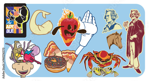 Various cartoon character with different style and pose