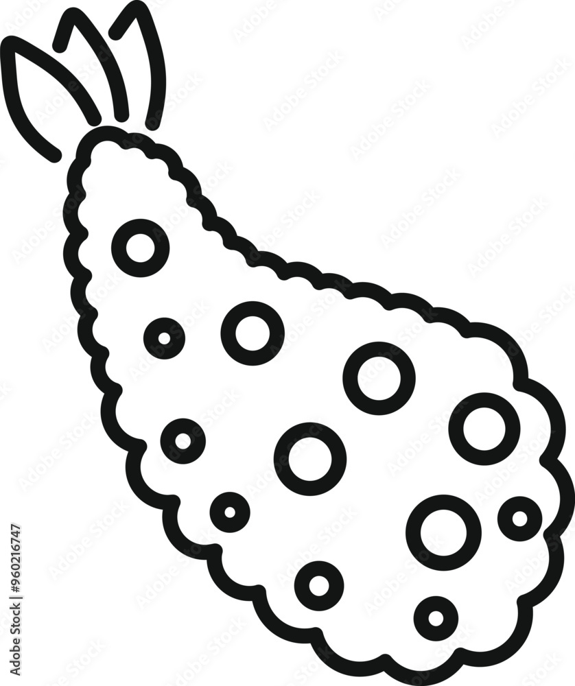 Obraz premium This simple vector icon represents a fried prawn tempura, a staple of japanese cuisine