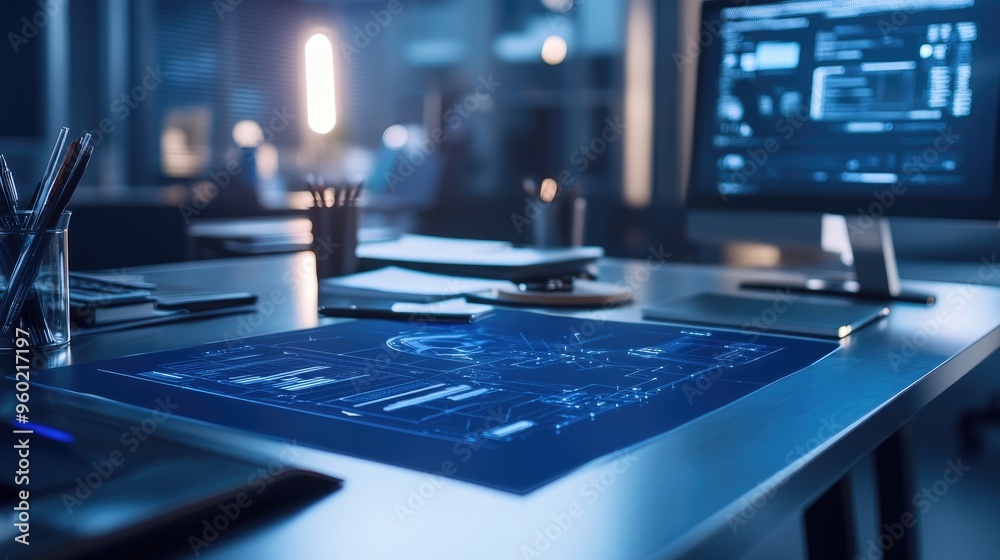 High-tech digital planning tools displayed on a sleek modern desk High-tech digital planning tools displayed on a sleek modern desk