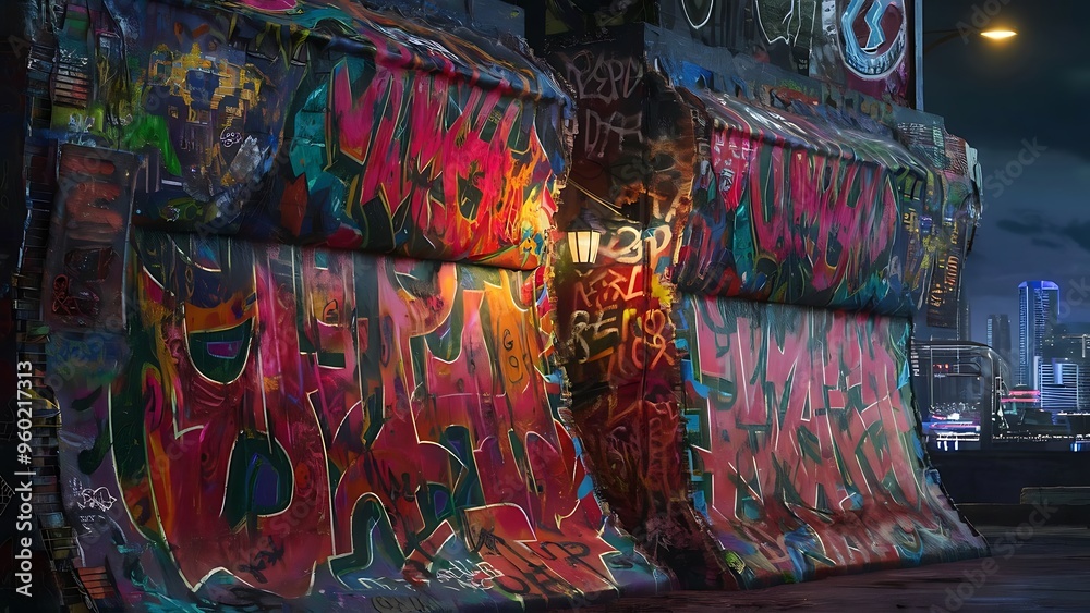 Fototapeta premium A Messy Graffiti Wall Background