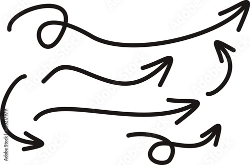 Collection hand drawn arrows. Set simple arrows isolated on white background. Arrow mark icons. Arrow paint Vector EPS 10