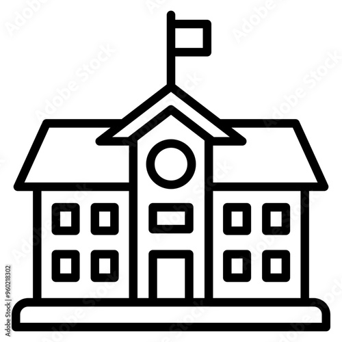 School Building Icon Element For Design