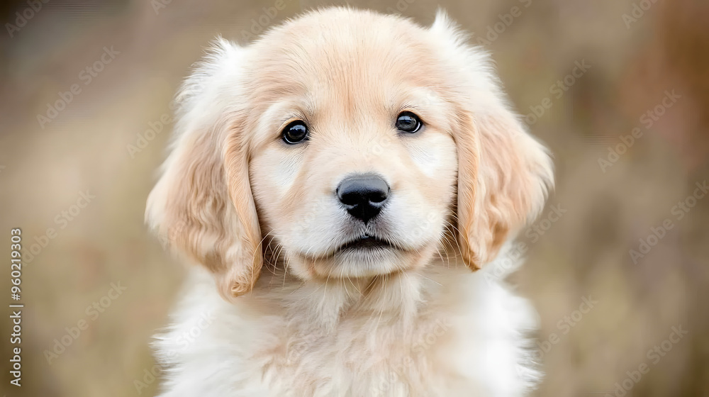 Heartwarming Close-Up of a Fluffy Golden Retriever Puppy with Expressive Eyes on a Soft Neutral Background. This Adorable Puppy Brings Joy with Its Playful and Loving Expression Heartwarming Close-Up of a Fluffy Golden Retriever Puppy with Expressive Eyes on a Soft Neutral Background. This Adorable Puppy Brings Joy with Its Playful and Loving Expression