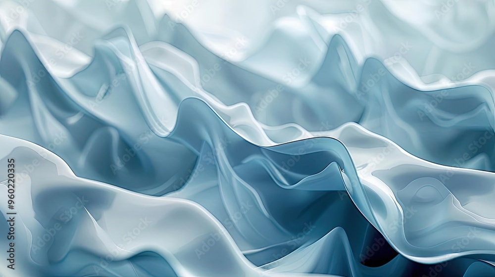 Obraz premium Soft blue fabric draping elegantly, showcasing beautiful folds and textures that evoke a sense of tranquility and calmness.