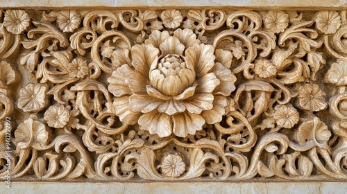 A close-up of the intricate plasterwork in the AlhambraHall of the Two Sisters, showcasing Islamic art. photo