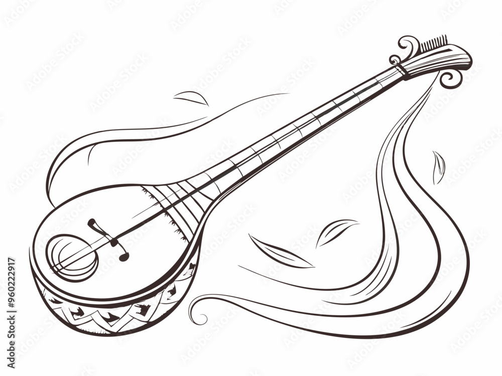 Surma one line color art. Continuous line drawing of music, wind ...