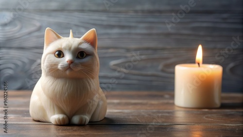 Cat-shaped soy candle with cute design perfect for animal lovers, cat, soy candle, animal lover, cute, design, whimsical, handmade photo