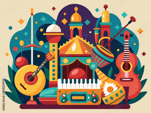 Music themed background with Arabic instruments

