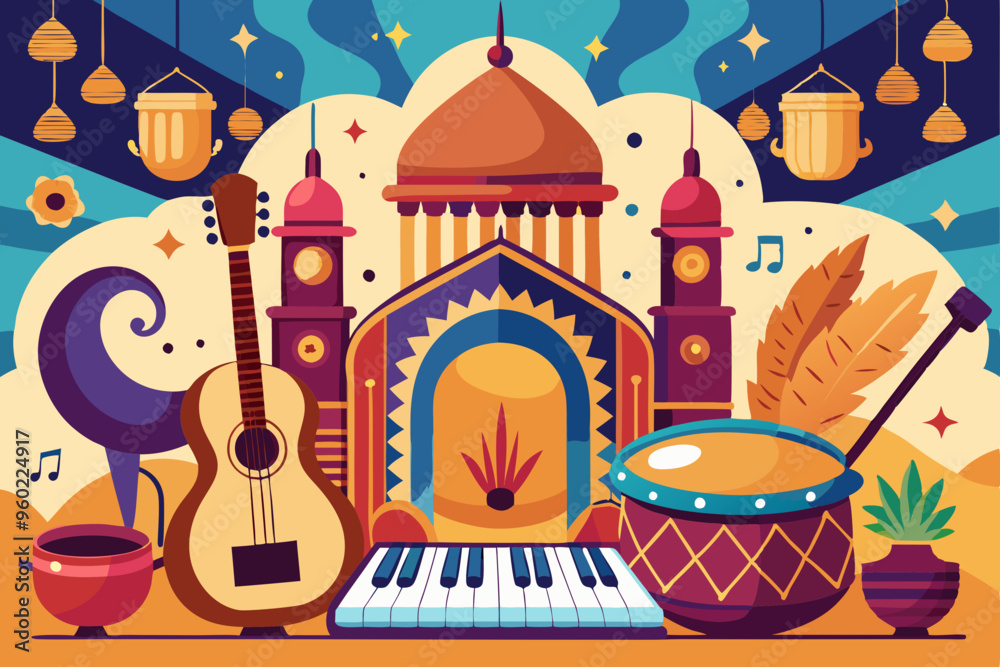 Music themed background with Arabic instruments
Music themed background with Arabic instruments