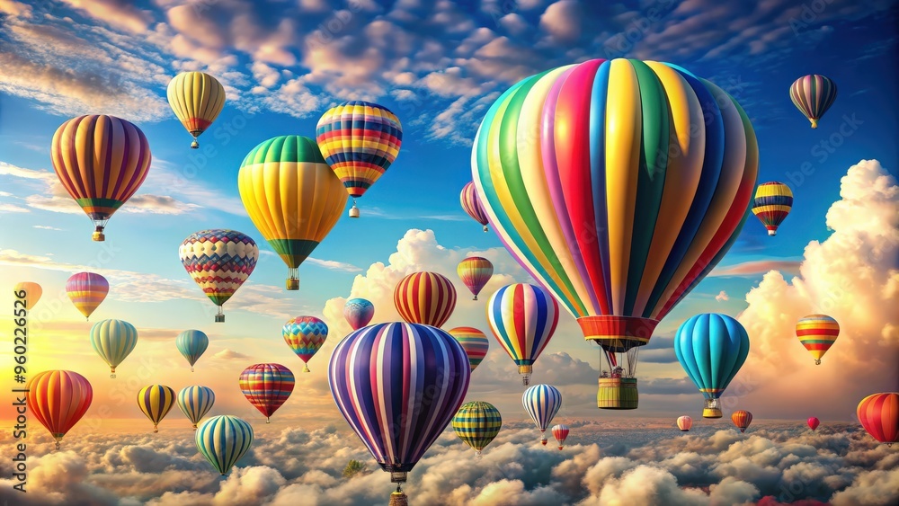 Fototapeta premium Vibrant and whimsical air balloons floating in the sky