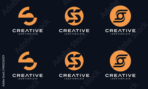 Set of Initial Letters Monogram S Negative Space  icons for business luxury