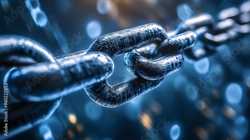 Closeup of Metal Chain Links.