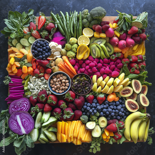 Wallpaper Mural Vibrant celebration of International Vegan Day with fresh fruits, vegetables, and plant-based foods arranged in a colorful display Torontodigital.ca