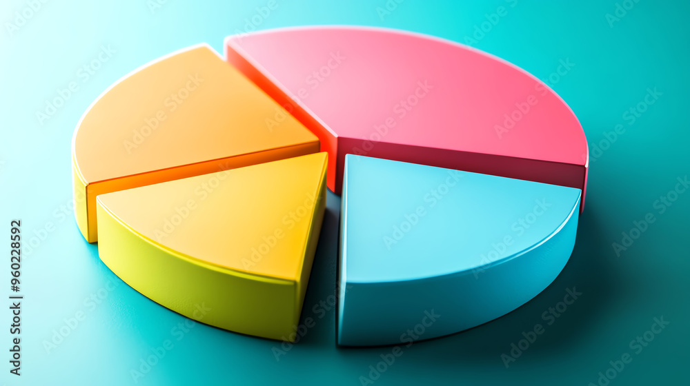 Colorful pie chart illustrating revenue distribution with vibrant segments.