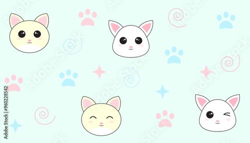 cute white and yellow cat background
