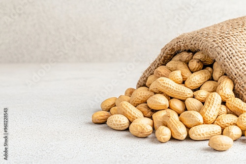 Peanuts spilling out of a burlap sack