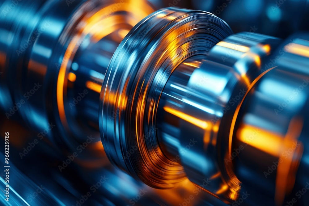 Close-up of a Shiny Metal Coil Rotating on a Machine Close-up of a Shiny Metal Coil Rotating on a Machine