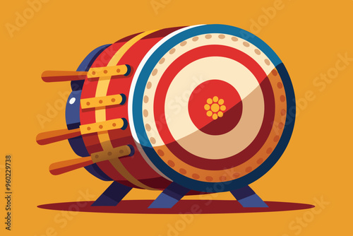 Korean traditional national musical instrument drum changu vector illustration
