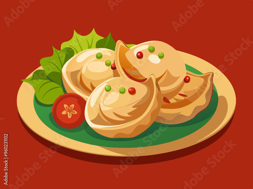 Russian national food. Pelmeni. Dumplings. Dough with meat or fish filling.
