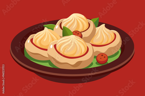 Russian national food. Pelmeni. Dumplings. Dough with meat or fish filling.
