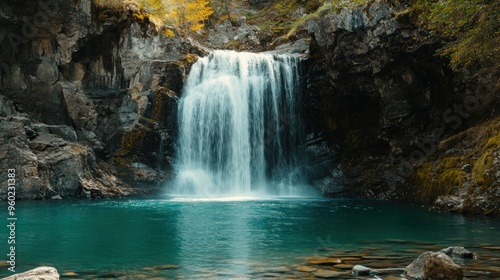 Serene Waterfall in a Lush Forest