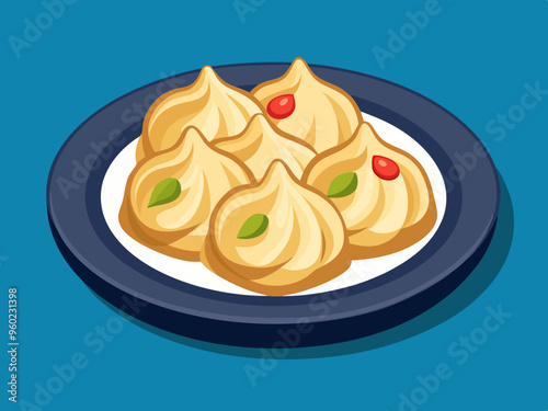 Russian national food. Pelmeni. Dumplings. Dough with meat or fish filling.
