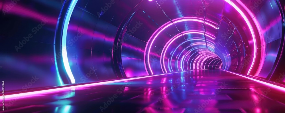 Vibrant neon tunnel with glowing lights, creating a futuristic and dynamic atmosphere for modern designs and creative projects. Vibrant neon tunnel with glowing lights, creating a futuristic and dynamic atmosphere for modern designs and creative projects.