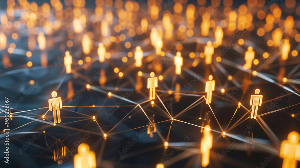 digital Interconnected Human Figure Icons Forming a Cohesive Network ...