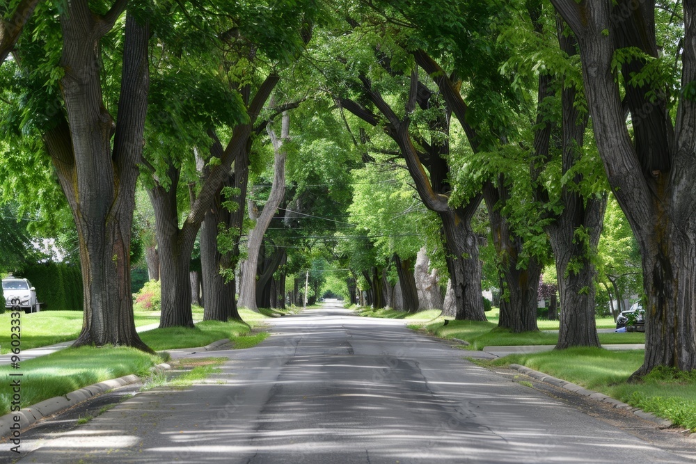 Majestic ash trees gracefully adorn my quaint little street with their lush green canopies and shade Majestic ash trees gracefully adorn my quaint little street with their lush green canopies and shade