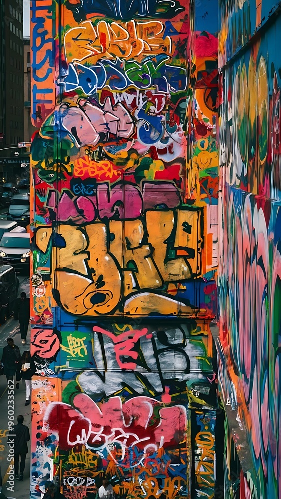 Naklejka premium A Messy Graffiti Wall Background