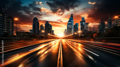 A city with a car driving on the road, traffic at night, traffic in the city, traffic in the night