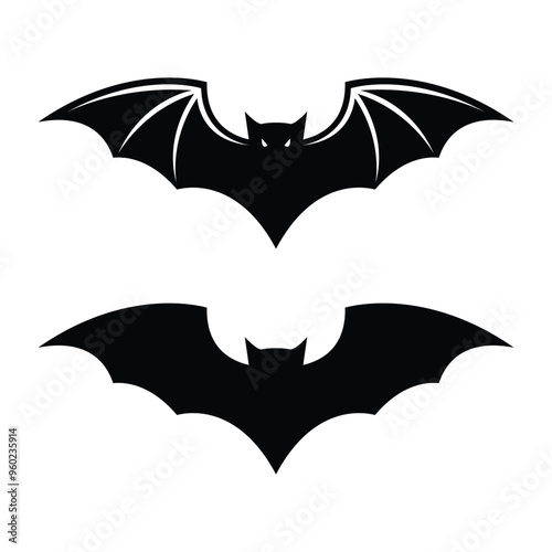 simple black and white bat design vector