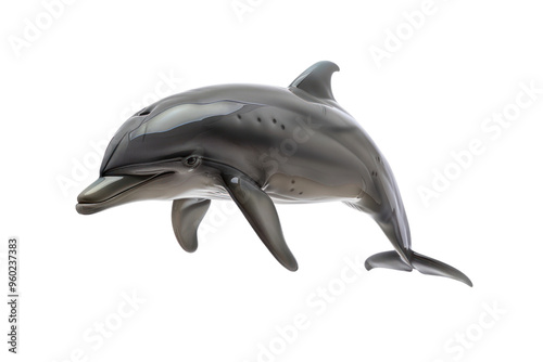 Dolphin painting, watercolor style, showing tenderness. on a white background photo