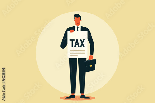 a businessman holds a tax letter as proof of having paid taxes