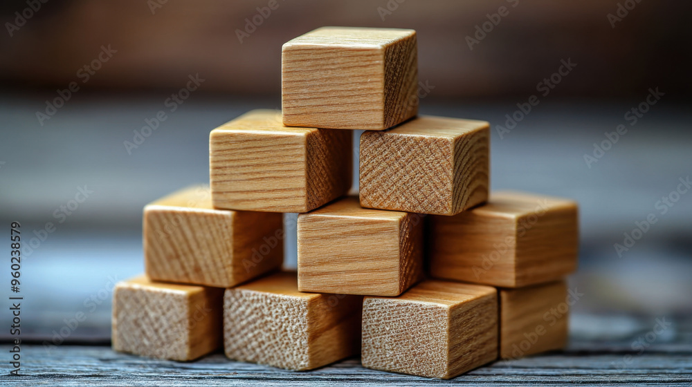 Wooden Building Blocks, A creative stack of wooden building blocks demonstrating stability and simplicity Ideal for educational use and fun learning experiences Wooden Building Blocks, A creative stack of wooden building blocks demonstrating stability and simplicity Ideal for educational use and fun learning experiences