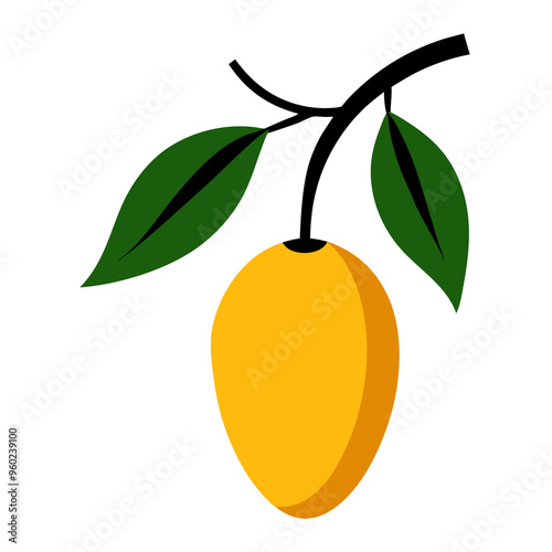 Ripe mango vector art illustration on white background 