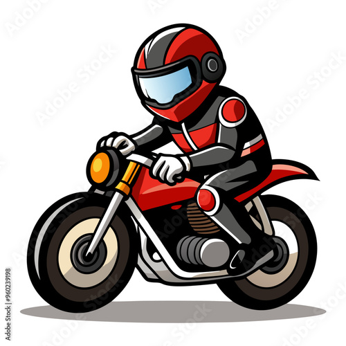 Motorcycle rider ride on motorcycle vector art illustration on white background 