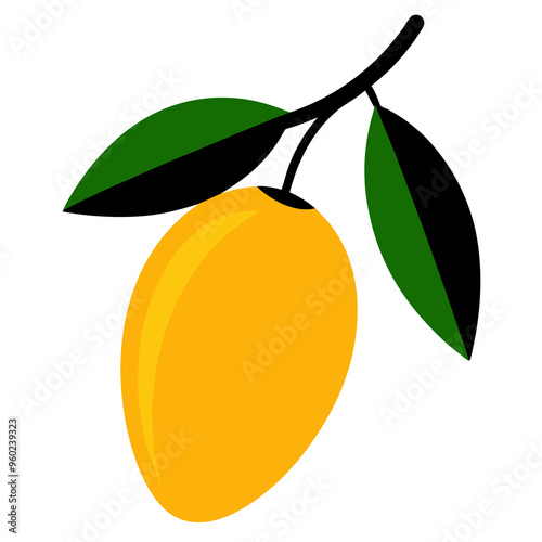 Ripe mango vector art illustration on white background 