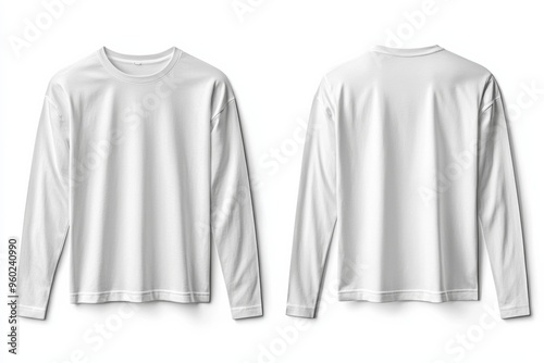 White Long Sleeve Tshirt Mockup Isolated created with Generative AI