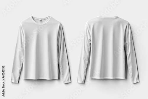 Wallpaper Mural White Long Sleeve Tshirt Mockup Isolated created with Generative AI Torontodigital.ca