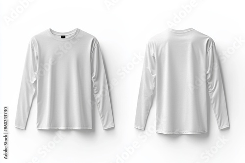 Wallpaper Mural White Long Sleeve Tshirt Mockup Isolated created with Generative AI Torontodigital.ca