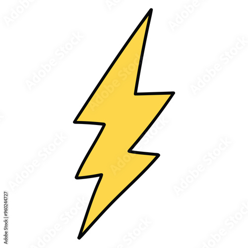 Free Download Hand drawn cartoon lightning bolt on white background. - GFXLoad