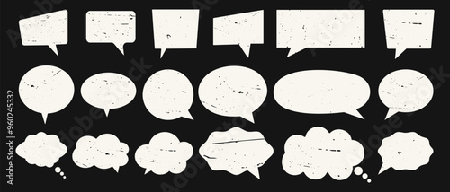 Vector set of speech bubbles with grunge texture. Vector illustration