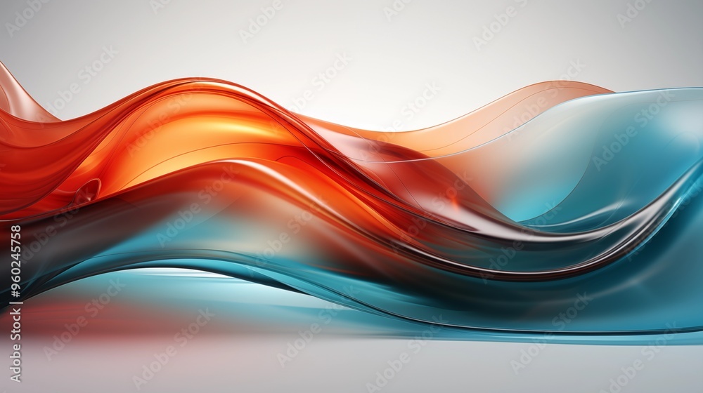 Naklejka premium Abstract orange curved shape on a white background, designed for motion graphics animation. This fluid and captivating vector illustration with negative space for a minimalist and unique aesthetic