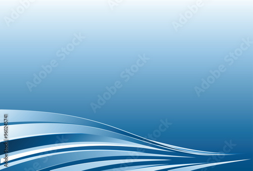 Blue vector abstract background template with wavy elements, linear gradients, for slides and backgrounds stock illustration
