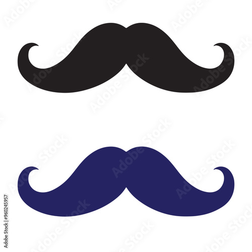 Moustache vector icon set. Whisker icons. Flat black moustache icon collection. Vector graphic
