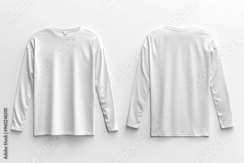 Wallpaper Mural White Long Sleeve Tshirt Mockup Isolated created with Generative AI Torontodigital.ca